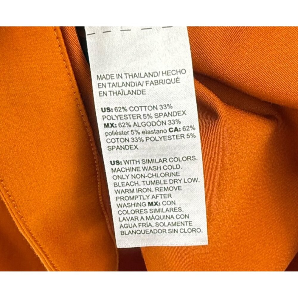 Chico's Puff-Sleeve Boho Smocked Blouse Top Orange Size 14 - Picture 6 of 6
